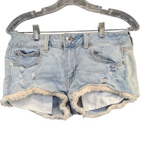 American Eagle Women's Stretch Shortie Shorts Blue Size 6 Denim Cotton Blend